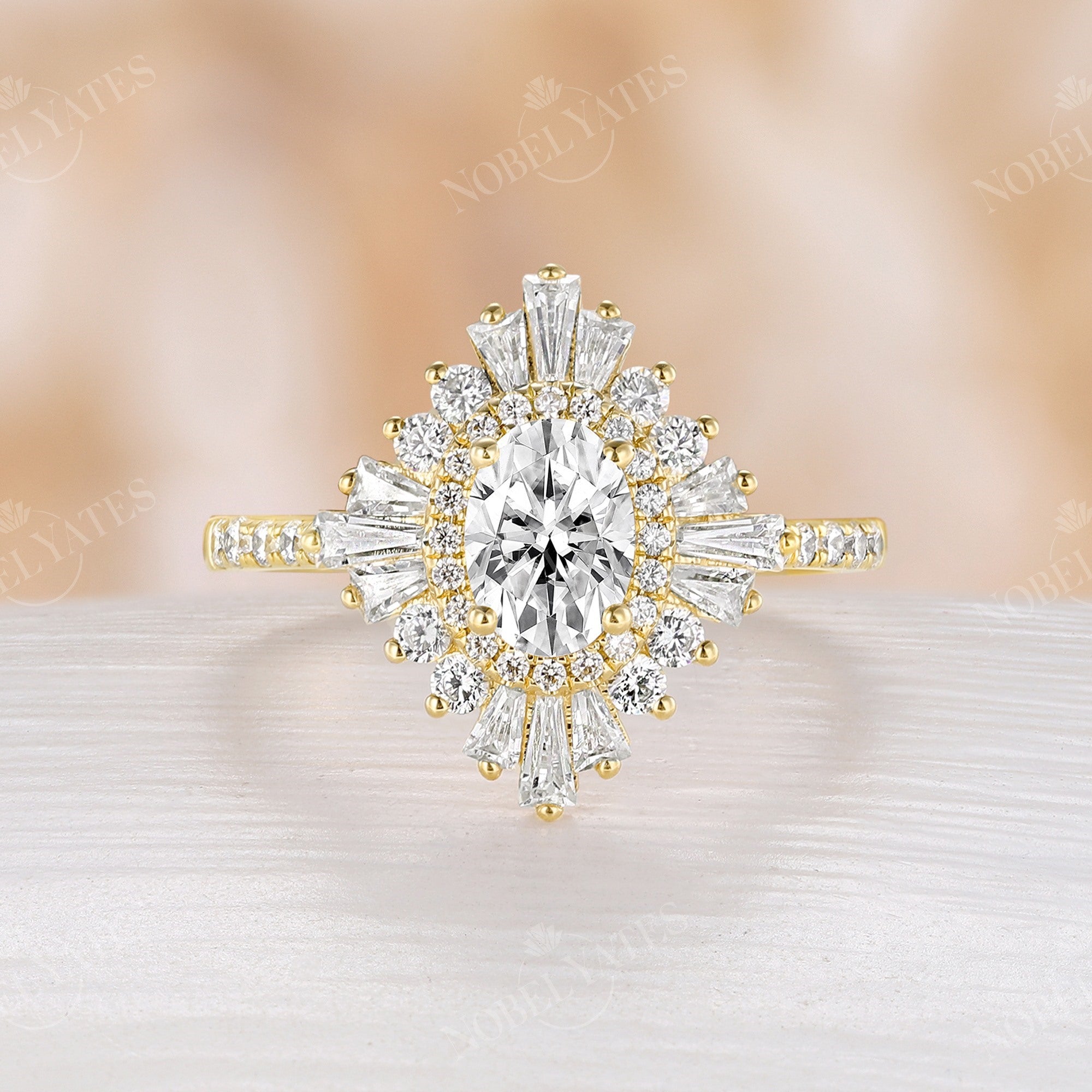 1.30 CT Round Moissanite Engagement hotsell Ring 14K Yellow Gold Ring Vintage Engagement Ring Art Deco Ring Round Brilliant Cut Moissanite Ring