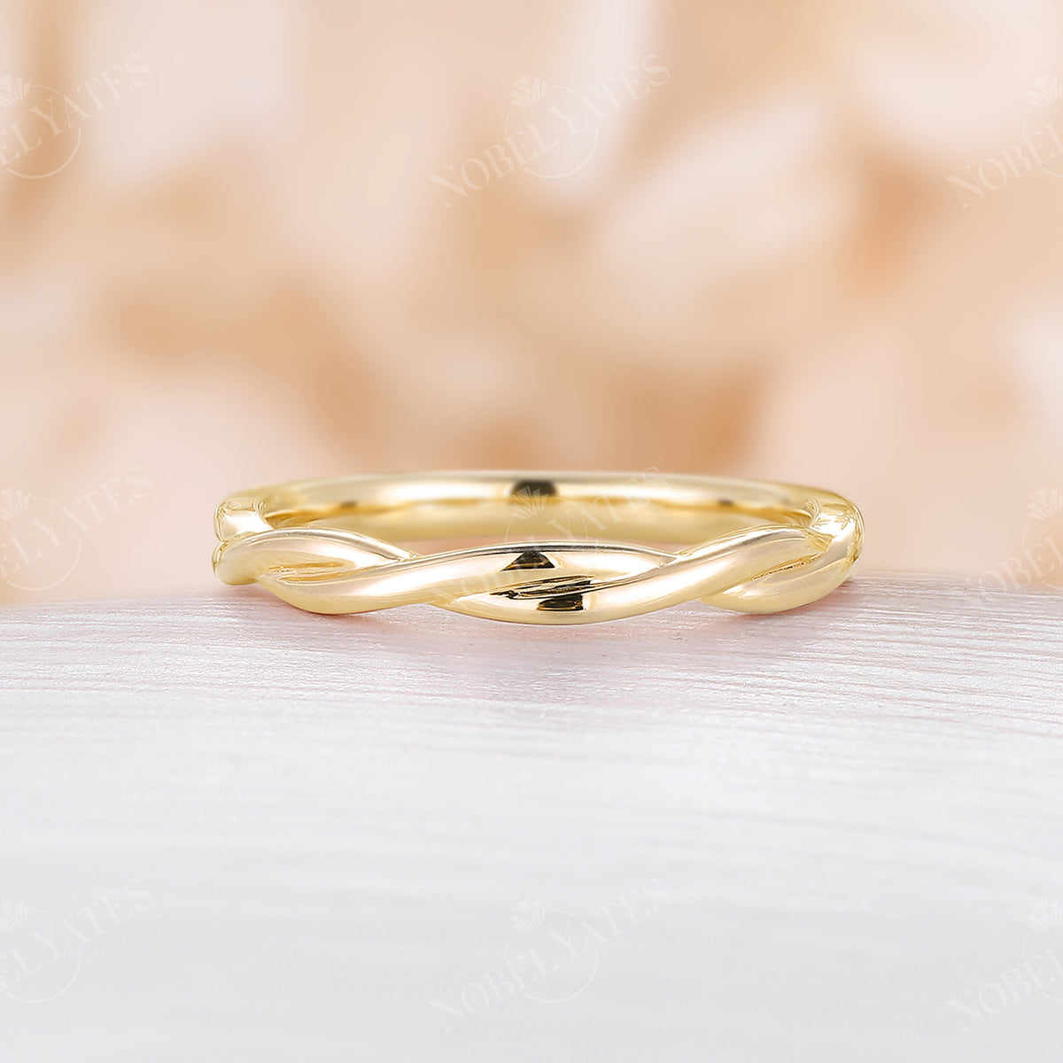 Dainty Twist Stackable Wedding Band Rose Gold