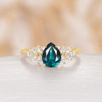 Teal Sapphire & Moissanite Rose Gold Marquise Cluster Engagement Ring