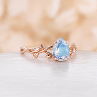 Teardrop Moonstone Nature Style Engagement Ring Pear Rose Gold