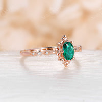 Lab Emerald & Diamond Vintage Filigree Engagement Ring Rose Gold
