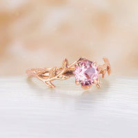 Lab Grown Padparadscha Nature Inspired Solitaire Engagement Ring Rose Gold