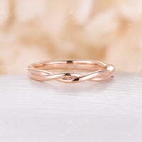 Dainty Twist Stackable Wedding Band Rose Gold