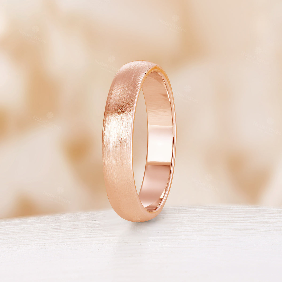 Classic Plain&Pave Couple Band Moissanite Rose Gold Couple Ring