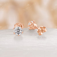 Dainty Silver Round Moissanite Simple Stud Earrings Gift