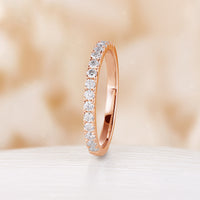 Classic Plain&Pave Couple Band Moissanite Rose Gold Couple Ring