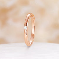 Round Moissanite Dainty Couple Ring Classic Plain Man Band Yellow Gold