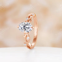 Moissanite Engagement Ring Rose Gold Half Eternity Twig & Branch Band