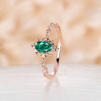 Lab Emerald & Diamond Vintage Filigree Engagement Ring Rose Gold