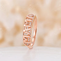 Vintage Round Moissanite Cluster MAMA's Band Rose Gold