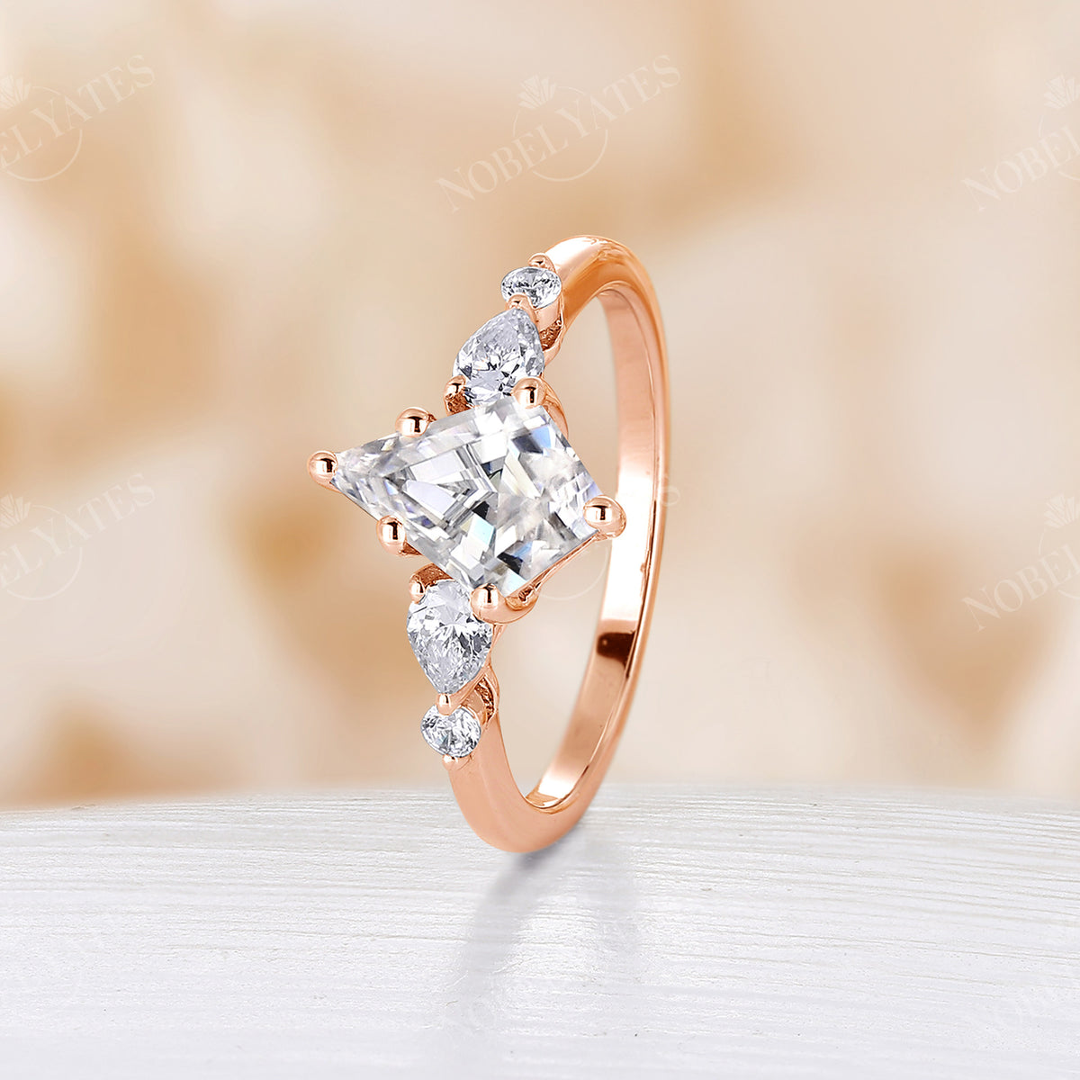 Kite Shape Moissanite Vintage Rose Gold Engagement Ring