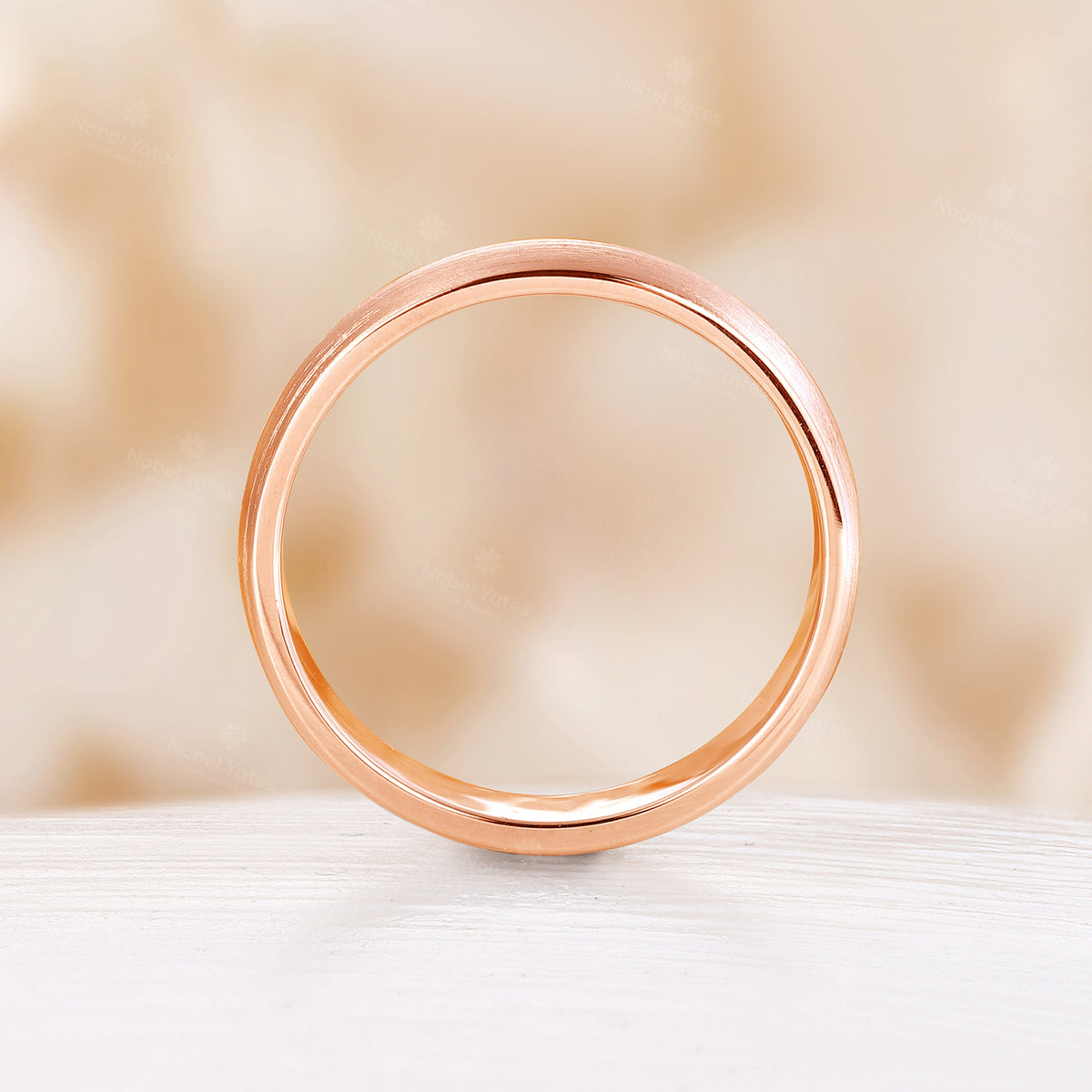 Classic Plain&Pave Couple Band Moissanite Rose Gold Couple Ring