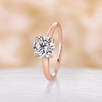 Classic Solitaire 7.5mm Round Moissanite Engagement Ring Rose Gold