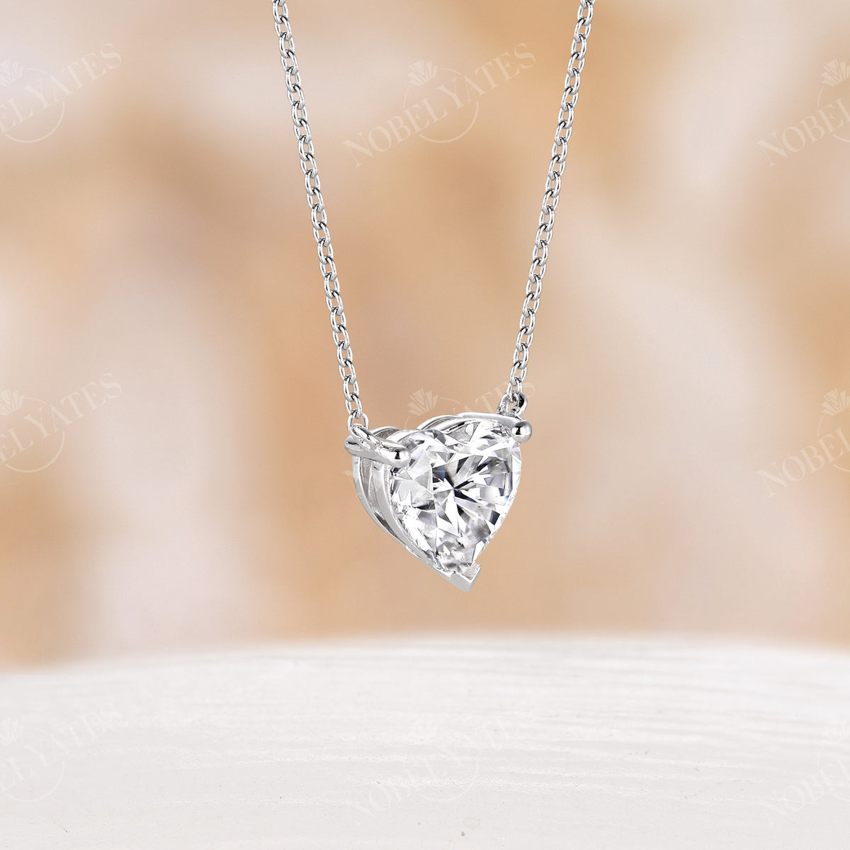 Classic Prong Heart Shape Moissanite Pendant Necklace