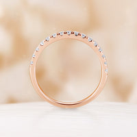 Classic Plain&Pave Couple Band Moissanite Rose Gold Couple Ring