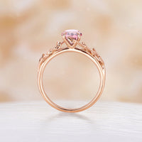 Lab Grown Padparadscha Nature Inspired Solitaire Engagement Ring Rose Gold