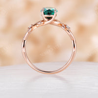 Pear Lab Emerald Leaf Desgin Diamond Engagement Ring Yellow Gold