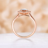 Teardrop Moonstone Vintage Halo Engagement Ring Rose Gold