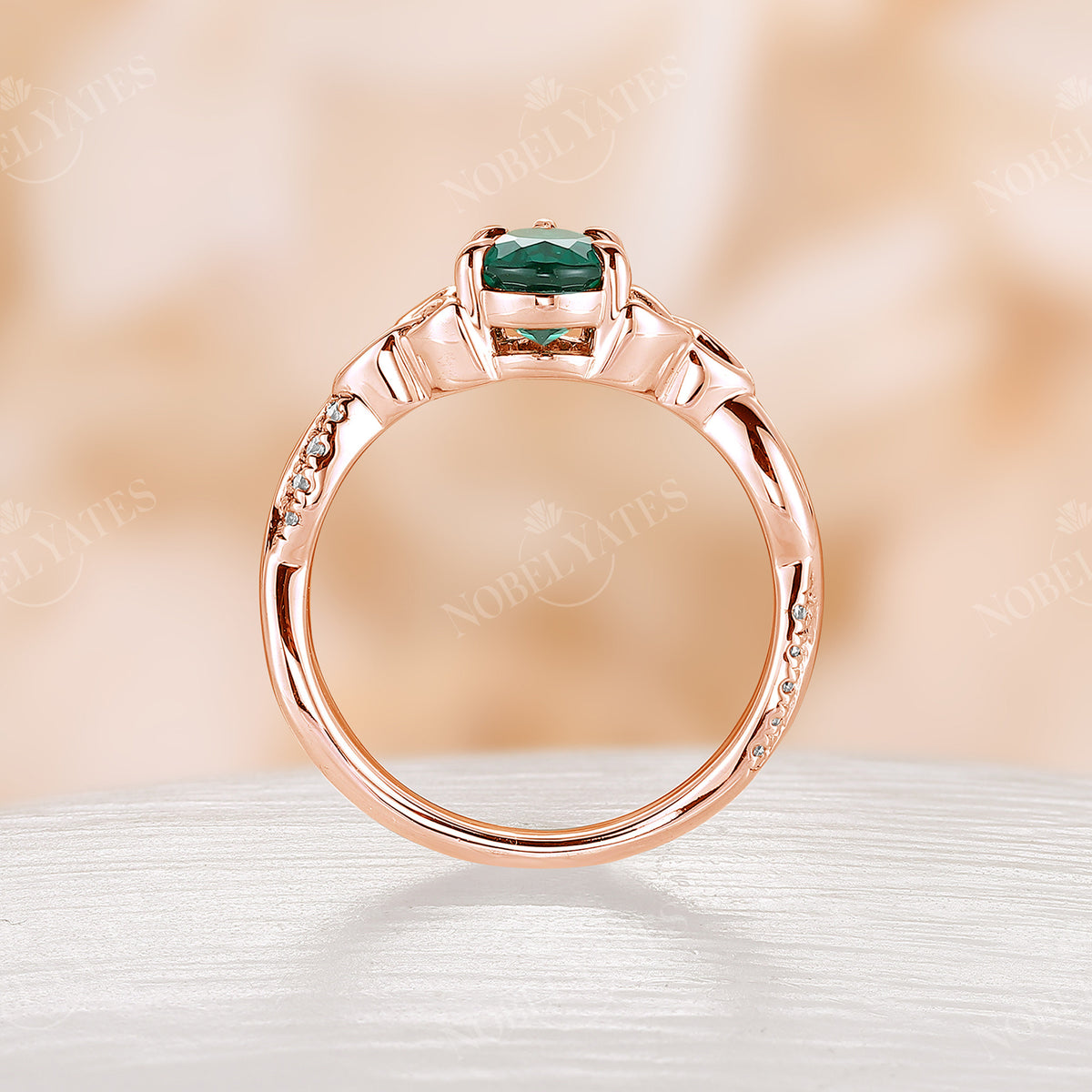 Pear Lab Emerald Claw Prong Celtic Twist Engagement Ring