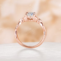 Celtic Oval Moonstone Twist Pave Rose Gold Band Engagement Ring