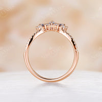 Marquise Lab Alexandrite Cluster Curved Wedding Band Rose Gold