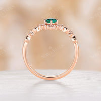 Lab Emerald & Diamond Milgrain Engagement Ring Rose Gold