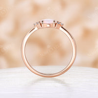 Vintage Marquise Cut White Opal Engagement Ring Rose Gold