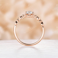 Vintage Oval Cut Moonstone Rose Gold Milgrain Engagement Ring