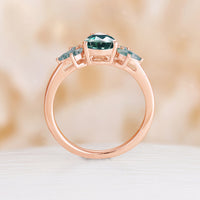 Teal Sapphire Pear&Marquise Nature Inspired Engagement Ring Rose Gold