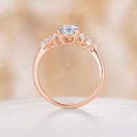Moonstone Vintage Pear Cluster Engagement Ring Rose Gold