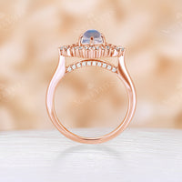 Moonstone Halo Diamond Celestial Engagement ring Rose Gold