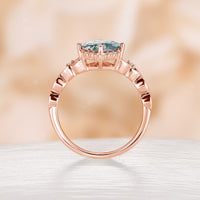 Princess Cut Moss Agate Rose Gold Engagement Ring Celtic Band