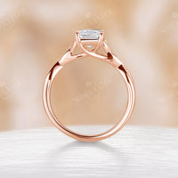 Celtic Emerlad Cut Moissanite Solitaire Rose Gold Engagement Ring