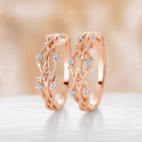 Tree Bark Diamond Branch Design Nature Wedding Band