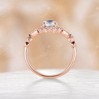 Pear Crown Moonstone Vintage Rose Gold Engagement Ring