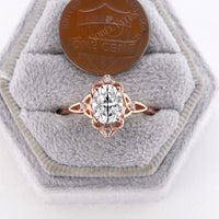 Vintage Celtic Oval Cut Moissanite Rose Gold Engagement Ring