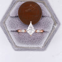 Kite cut Moissante Three Stone Engagement Ring Rose Gold