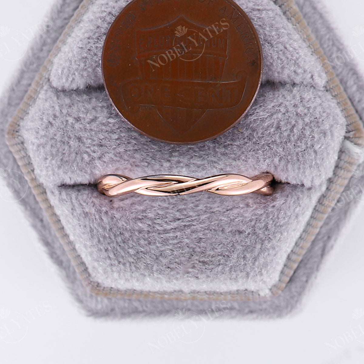 Dainty Twist Stackable Wedding Band Rose Gold