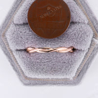 Dainty Twist Stackable Wedding Band Rose Gold