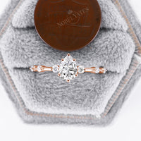 Pear Moissanite Bubble Engagement Ring Rose Gold