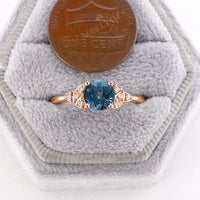 Celtic Natural London Blue Topaz Engagement Ring Diamond Rose Gold