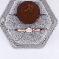 Vintage Marquise Cut White Opal Engagement Ring Rose Gold