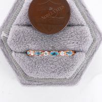Marquise Turquoise Moissanite Straight Matching Rose Band
