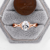 White Topaz Oval Solitaire Celtic Engagement Ring Rose Gold