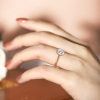 Classic Solitaire Oval White Opal Engagement Ring Rose Gold