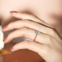 Classic Solitaire Oval White Opal Engagement Ring Rose Gold