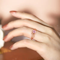 Lab Grown Padparadscha Nature Inspired Solitaire Engagement Ring Rose Gold