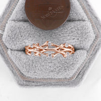 Tree Bark Diamond Branch Design Nature Wedding Band