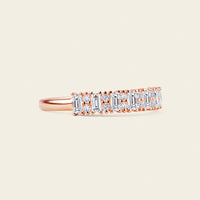 Baguette Moissanite Art Deco Rose Gold Cluster Wedding Band