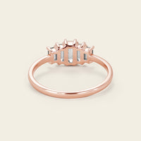 Baguette Art Deco Moissanite Five Stone Engagement Ring Rose Gold